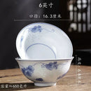 GobekUsa Chinese Blue and White Porcelain Vegetable Plates and Rice Soup Bowls - Set of 2