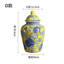GobekUsa Chinese Blue White Porcelain General's Jar Flower Vase Home Decoration