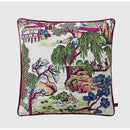 GobekUsa Chinese City Landscape Velvet Lumbar Pillow Cover with Tassels, 30x50cm