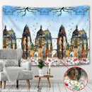 Golden dragon castle totem tapestry bedroom wall hanging decor by Decorbites