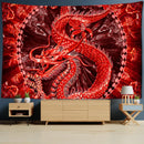 Golden dragon castle totem tapestry bedroom wall hanging decor by Decorbites
