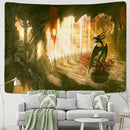 Golden dragon castle totem tapestry bedroom wall hanging decor by Decorbites