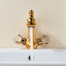 GobekUsa Chinese Dragon Crystal Handle Basin Faucet Dual Hot Cold Deck Mounted Sink