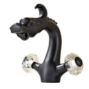 GobekUsa Chinese Dragon Crystal Handle Basin Faucet Dual Hot Cold Deck Mounted Sink