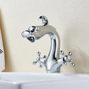 GobekUsa Chinese Dragon Crystal Handle Basin Faucet Dual Hot Cold Deck Mounted Sink