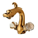 GobekUsa Chinese Dragon Crystal Handle Basin Faucet Dual Hot Cold Deck Mounted Sink