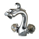 GobekUsa Chinese Dragon Crystal Handle Basin Faucet Dual Hot Cold Deck Mounted Sink