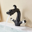 GobekUsa Chinese Dragon Crystal Handle Basin Faucet Dual Hot Cold Deck Mounted Sink