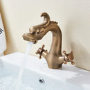 GobekUsa Chinese Dragon Crystal Handle Basin Faucet Dual Hot Cold Deck Mounted Sink