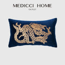 GobekUsa Chinese Dragon Embroidery Lumbar Pillow Cover Gold