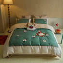 GobekUsa Chinese Embroidered Cotton Bedding Set: King Size Duvet Cover, Sheet, Quilt Cover