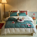 GobekUsa Chinese Embroidered Cotton Bedding Set: King Size Duvet Cover, Sheet, Quilt Cover
