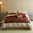 GobekUsa Chinese Embroidered Cotton Bedding Set: King Size Duvet Cover, Sheet, Quilt Cover
