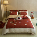 GobekUsa Chinese Embroidered Cotton Bedding Set: King Size Duvet Cover, Sheet, Quilt Cover