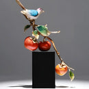 GobekUsa Chinese Enamel Persimmon Ruyi Ornament for Living Room Wine Cabinet Décor