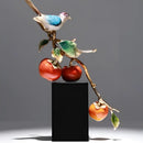 GobekUsa Chinese Enamel Persimmon Ruyi Ornament for Living Room Wine Cabinet Décor