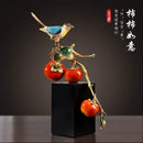 GobekUsa Chinese Enamel Persimmon Ruyi Ornament for Living Room Wine Cabinet Décor