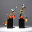 GobekUsa Chinese Enamel Persimmon Ruyi Ornament for Living Room Wine Cabinet Décor
