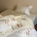 GobekUsa Chinese Floral Embroidery Lyocell Cotton Bedding Set with Silky Softness