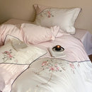 GobekUsa Chinese Flowers Embroidery Luxury Bedding Set - 1000TC Egyptian Cotton Duvet Cover, Flat Sheet, Fitted Sheet, Pillowcases