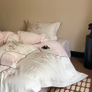 GobekUsa Chinese Flowers Embroidery Luxury Bedding Set - 1000TC Egyptian Cotton Duvet Cover, Flat Sheet, Fitted Sheet, Pillowcases