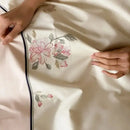 GobekUsa Chinese Flowers Embroidery Luxury Bedding Set - 1000TC Egyptian Cotton Duvet Cover, Flat Sheet, Fitted Sheet, Pillowcases