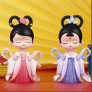 Pink and white hanfu court princess resin statue bookshelf decor by Decorbites