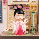 Pink and white hanfu court princess resin statue bookshelf decor by Decorbites