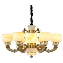 GobekUsa Chinese Jade Chandelier: Elegant All-Copper Lighting for Living Room, Bedroom, Dining Hall