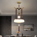 GobekUsa Chinese Lantern Chandelier: Classic Living Room Tea House Retro Lighting Fixtures
