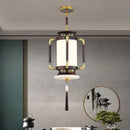 GobekUsa Chinese Lantern Chandelier: Classic Living Room Tea House Retro Lighting Fixtures