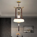 GobekUsa Chinese Lantern Chandelier: Classic Living Room Tea House Retro Lighting Fixtures