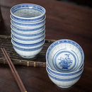 Traditional blue and white chinese orchid dragon bowl dining room cup by Decorbites
