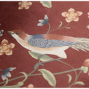 GobekUsa Chinese Peony Flower & Bird Print Vermilion Pillow Cover