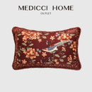GobekUsa Chinese Peony Flower & Bird Print Vermilion Pillow Cover