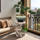 GobekUsa Chinese Resin Floor Flower Stand, Modern Minimalist Living Room Decor
