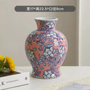 GobekUsa Chinese Retro Blue & White Porcelain Vase Flower Arrangement Home Decor