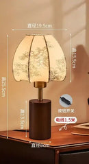 GobekUsa Chinese Retro Patterned Fabric Bedside Lamp