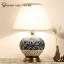 GobekUsa Chinese Style Ceramic Copper Table Lamp for Living Room & Bedroom