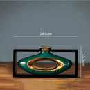 GobekUsa Chinese Style Ceramic Vase in Wooden Frame for Modern Home Decor