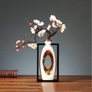 GobekUsa Chinese Style Ceramic Vase in Wooden Frame for Modern Home Decor