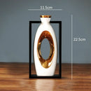 GobekUsa Chinese Style Ceramic Vase in Wooden Frame for Modern Home Decor