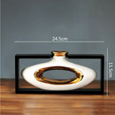 GobekUsa Chinese Style Ceramic Vase in Wooden Frame for Modern Home Decor