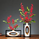 GobekUsa Chinese Style Ceramic Vase in Wooden Frame for Modern Home Decor