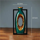 GobekUsa Chinese Style Ceramic Vase in Wooden Frame for Modern Home Decor