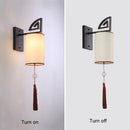 GobekUsa Chinese Style E27 Cloth Wall Sconce for Living Room Bedroom Lighting