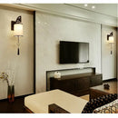 GobekUsa Chinese Style E27 Cloth Wall Sconce for Living Room Bedroom Lighting