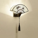 GobekUsa Chinese Style Iron Art Wall Lamp for Living Room, Bedroom, Hallway - E27 Fabric Sconce