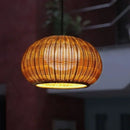 GobekUsa Chinese Style Outdoor Rattan Weaving Pendant Lights for Courtyard and Garden