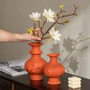 GobekUsa Chinese-style Retro Ceramic Vase, Handmade Relief Pot Flower Vase for Home Decor